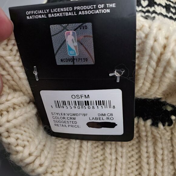 NBA Chicago Bulls Ultra Game Pom Cuffed Beanie Cap Beige/red/BLK Knit Winter Hat - Picture 5 of 6